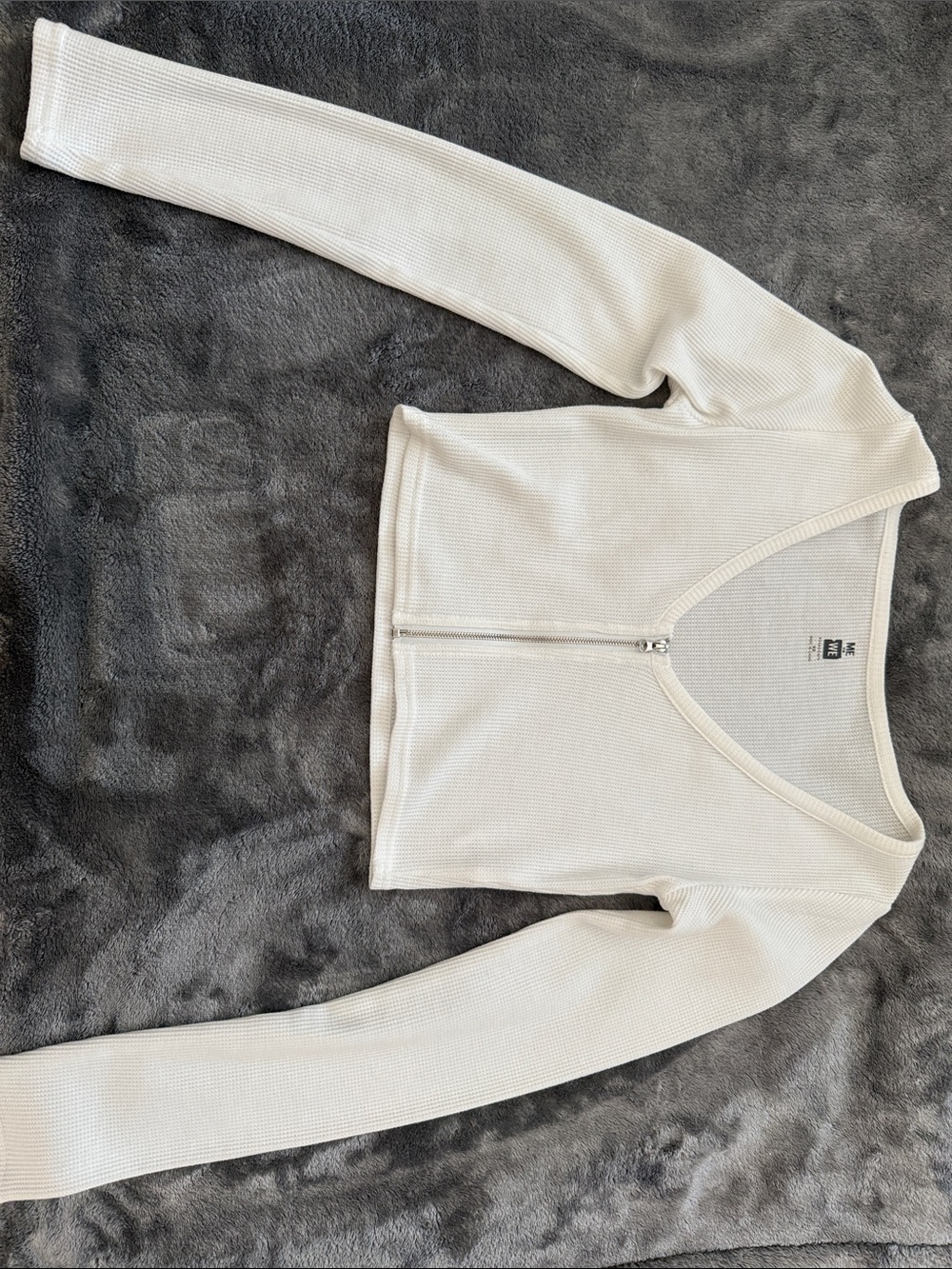 Me to We Cream Zip-Front Long Sleeve Thermal Top